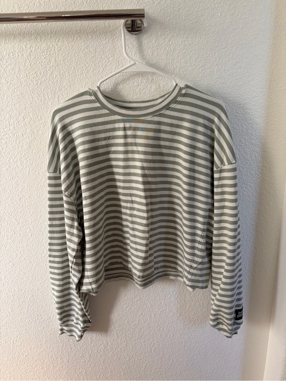 Daily Drills Olive Green & White Striped Long-Sleeve Tee